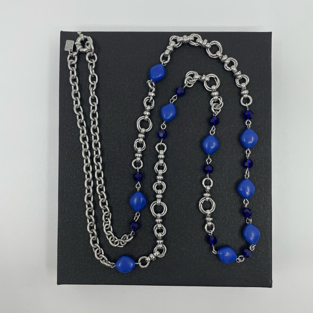 BANANA REPUBLIC Chunky Silver Chain with Blue Beads